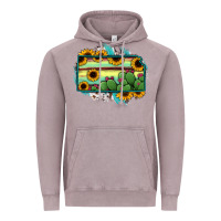 Vintage Zinc Kansas map sunflower catus serape Vintage Hoodie - RanaPortraitStore