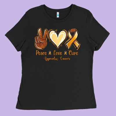 Peace Love Cure Appendix Cancer Ladies Tee Designed By Nancycooperartshop