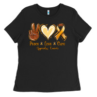 Black Peace love cure Appendix Cancer Ladies Tee - NancyCooperArtShop