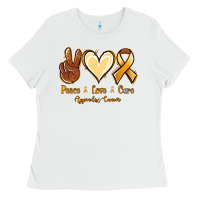 White Peace love cure Appendix Cancer Ladies Tee - NancyCooperArtShop