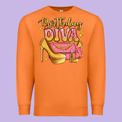Birthday Diva Pink And Gold Glitter Premium Sweatshirt Designed By Lillyallendesigns