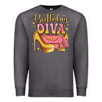 Charcoal Heather birthday diva pink and gold glitter Premium Sweatshirt - LillyAllenDesigns