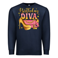 Navy birthday diva pink and gold glitter Premium Sweatshirt - LillyAllenDesigns