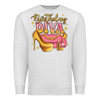 Oatmeal Heather birthday diva pink and gold glitter Premium Sweatshirt - LillyAllenDesigns