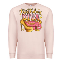 Pale Pink birthday diva pink and gold glitter Premium Sweatshirt - LillyAllenDesigns