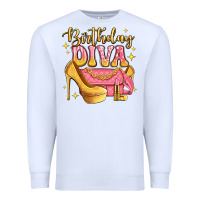 White birthday diva pink and gold glitter Premium Sweatshirt - LillyAllenDesigns