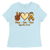 Baby Blue Peace love cure Appendix Cancer Ladies Tee - NancyCooperArtShop