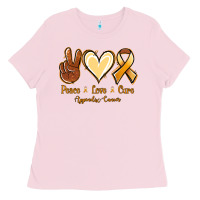 Bubblegum Pink Peace love cure Appendix Cancer Ladies Tee - NancyCooperArtShop