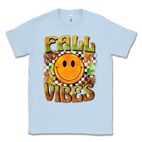 Dusty Blue fall vibes smiley face Classic Tee - BarkalooDesign