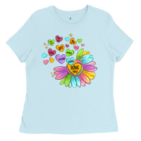 Baby Blue sunflower love hugs Ladies Tee - MaliasSmallBusiness