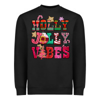 Black holly jolly vibes pink christmas Heavyweight Sweatshirt - CowGirlArtShop