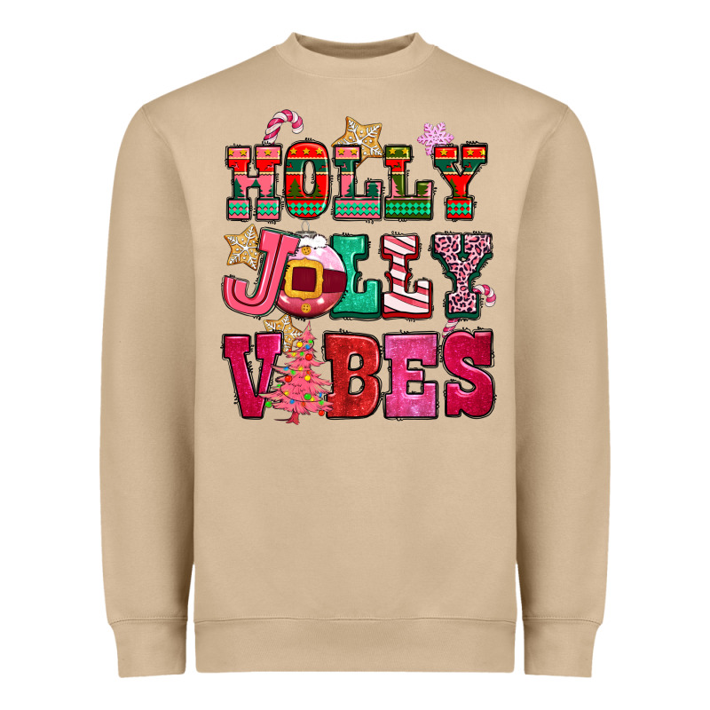 Holly Jolly Vibes Pink Christmas Heavyweight Sweatshirt by CowGirlArtShop | Teevron