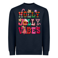 Navy holly jolly vibes pink christmas Heavyweight Sweatshirt - CowGirlArtShop