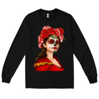 Black Sugar skull girl Long Sleeve Tee - NancyCooperArtShop