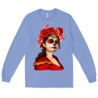 Colony Blue Sugar skull girl Long Sleeve Tee - NancyCooperArtShop