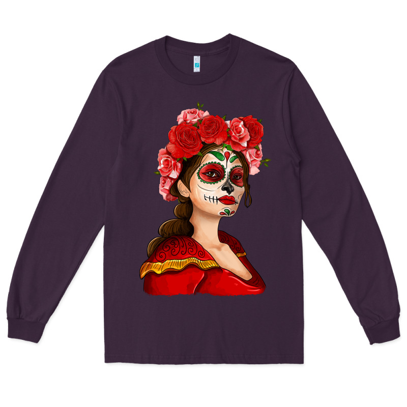 Sugar Skull Girl Long Sleeve Tee by NancyCooperArtShop | Teevron