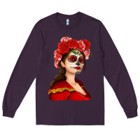 Plum Sugar skull girl Long Sleeve Tee - NancyCooperArtShop
