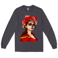 Smoke Sugar skull girl Long Sleeve Tee - NancyCooperArtShop