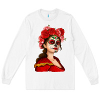 White Sugar skull girl Long Sleeve Tee - NancyCooperArtShop