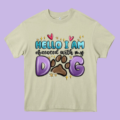 Hello I Am Obsessed With My Dog Heavy Core Tee Designed By Maliassmallbusiness