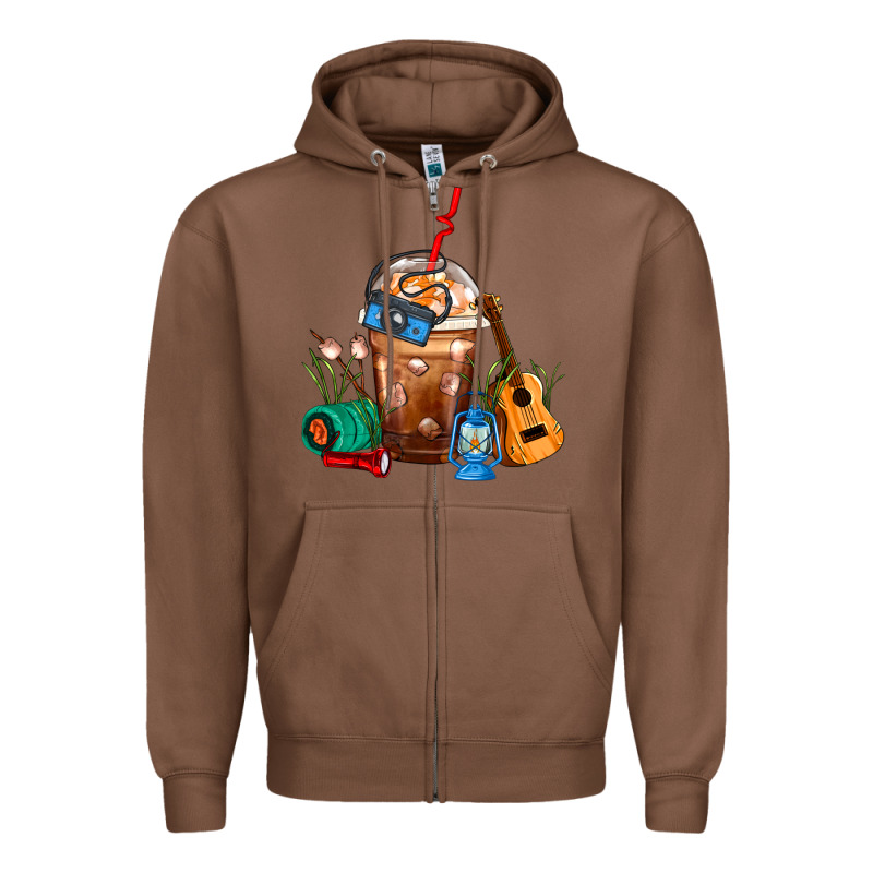 Camping Frappe Coffee Zipper Hoodie by FaDigitalArtStudio | Teevron