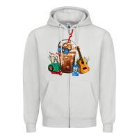 Dove Grey Camping Frappe Coffee Zipper Hoodie - FaDigitalArtStudio