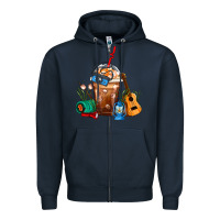 Navy Camping Frappe Coffee Zipper Hoodie - FaDigitalArtStudio