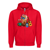 Red Camping Frappe Coffee Zipper Hoodie - FaDigitalArtStudio