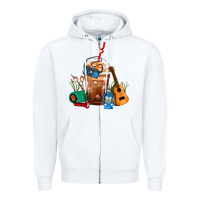 White Camping Frappe Coffee Zipper Hoodie - FaDigitalArtStudio
