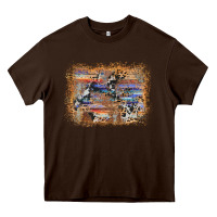 Chocolate Brown aztec leopard cowhide wood western background Heavy Core Tee - AdoDesignShop