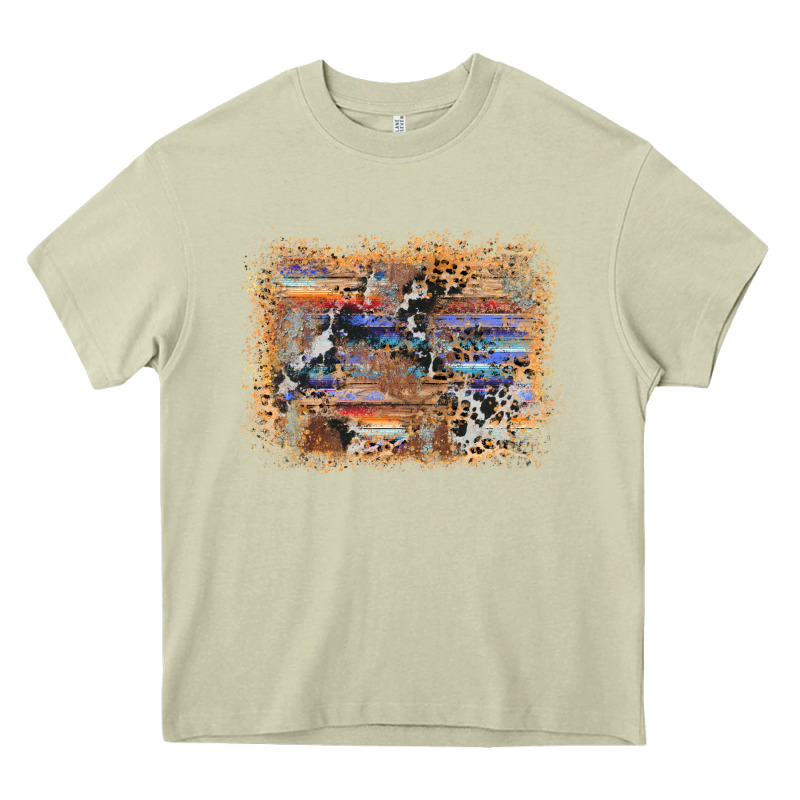 Aztec Leopard Cowhide Wood Western Background Heavy Core Tee by AdoDesignShop | Teevron