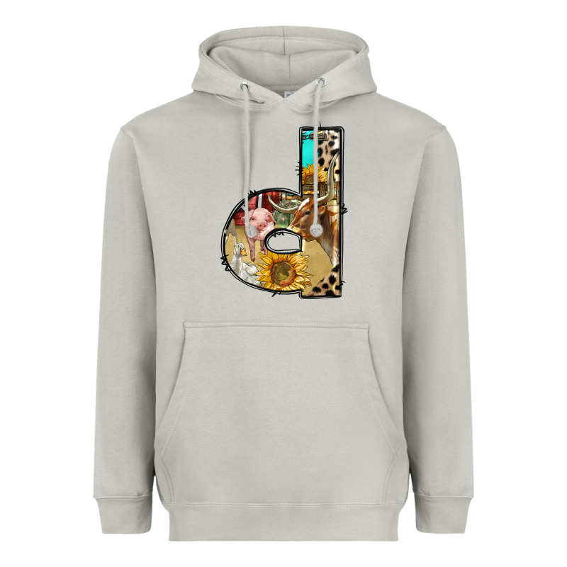 Farm Life Alphabet Lowercase Letters D Heavyweight Hoodie by BundleAndBundleShop | Teevron