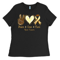 Black Peace love cure Bone Cancer Ladies Tee - NancyCooperArtShop