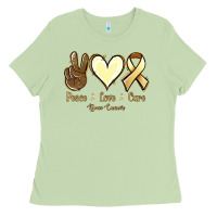 Matcha Peace love cure Bone Cancer Ladies Tee - NancyCooperArtShop