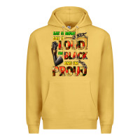 Antique Gold Say it now! say it loud! i'm black and i'm proud Premium Hoodie - FaDigitalArtStudio