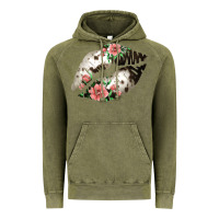 Vintage Olive Cowhide And Flowers Lips Vintage Hoodie - Bettercallsaul
