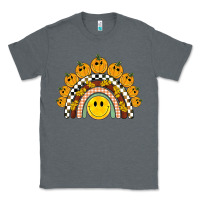 Charcoal Heather fall smiley face groovy rainbow Classic Tee - BarkalooDesign