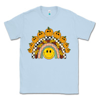 Dusty Blue fall smiley face groovy rainbow Classic Tee - BarkalooDesign