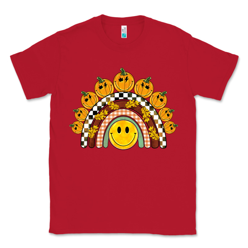 Fall Smiley Face Groovy Rainbow Classic Tee by BarkalooDesign | Teevron