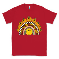 Red fall smiley face groovy rainbow Classic Tee - BarkalooDesign