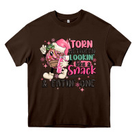 Chocolate Brown torn between lookin' like a snack and eatin' one Heavy Core Tee - MaliasSmallBusiness