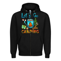 Black Let's Go Camping Coffee Mug Zipper Hoodie - FaDigitalArtStudio