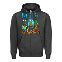Charcoal Heather Let's Go Camping Coffee Mug Zipper Hoodie - FaDigitalArtStudio