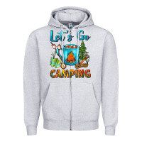 Heather Grey Let's Go Camping Coffee Mug Zipper Hoodie - FaDigitalArtStudio