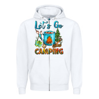 White Let's Go Camping Coffee Mug Zipper Hoodie - FaDigitalArtStudio