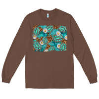 Chestnut Leopard and Turquoise Gemstone Background Long Sleeve Tee - texasbilliewilder