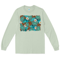 Matcha Leopard and Turquoise Gemstone Background Long Sleeve Tee - texasbilliewilder