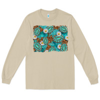 Mushroom Leopard and Turquoise Gemstone Background Long Sleeve Tee - texasbilliewilder