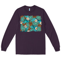 Plum Leopard and Turquoise Gemstone Background Long Sleeve Tee - texasbilliewilder