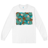 White Leopard and Turquoise Gemstone Background Long Sleeve Tee - texasbilliewilder